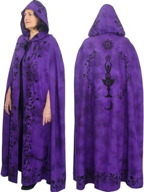 Purple Moon Goddess Ritual Cloak Magic Robe Hooded New